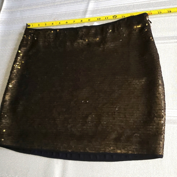 BCBG Maxazria New Skirt CATRINE Sequin Bronze Blackened Gold Mini Chic Party - Picture 6 of 13